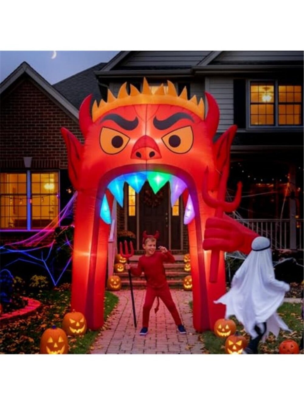 13FT Halloween Inflatable Archway, Red Devil Blow Up Yard Decor